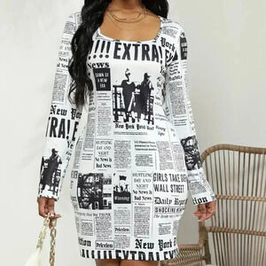 Elegant Alphabet Print Bodycon Dresses (Color: Mixed colors)